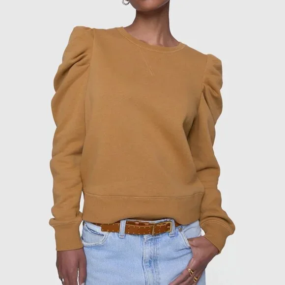 Rebecca Minkoff Janine Sweatshirt Caramel Ruffle - Picture 1 of 10